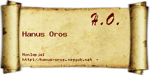 Hanus Oros névjegykártya